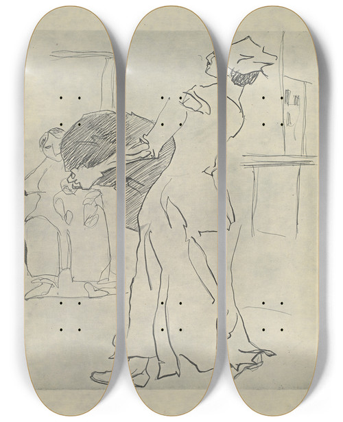 Triptych art skateboard deck of Henri Gaudierbrzeska H Gaudierbrzeska 18911915 Pl03 by Henri Gaudier-Brzeska (1891-1915)