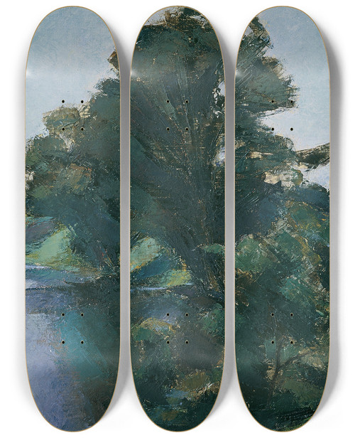 Triptych art skateboard deck of Egge Sturmskrla Bume Am Wasser by Egge Sturm-Skrla (1894-1943)
