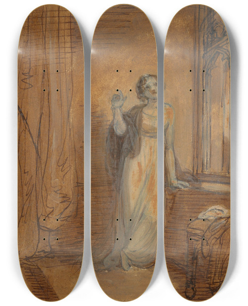 Triptych art skateboard deck of Robert Smirke One From Illustrations To Shakespeare_19 by Robert Smirke (1752-1845)