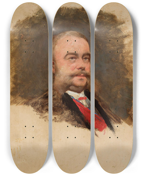 Triptych art skateboard deck of Tadeusz Ajdukiewicz Portrait Of An Old Man Sketch by Tadeusz Ajdukiewicz (1852-1916)