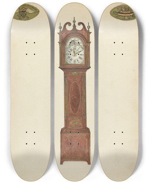 Triptych art skateboard deck of Nicholas Gorid Grandfather Clock_1 by Nicholas Gorid (20-)