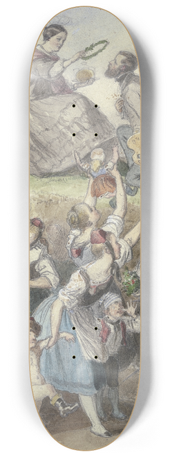 Albert Hendschel - Bekrnzung eines Knstlers, unterhalb viel Volk 8.25 inch art skate deck