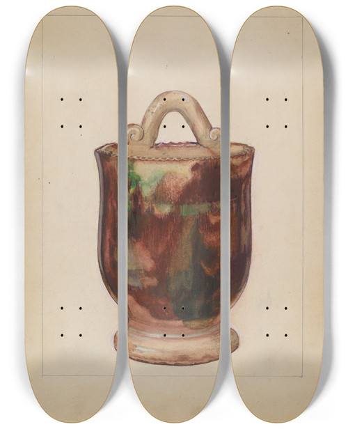 Triptych art skateboard deck of John Fisk Wall Pocket For Flowers_1 by John Fisk