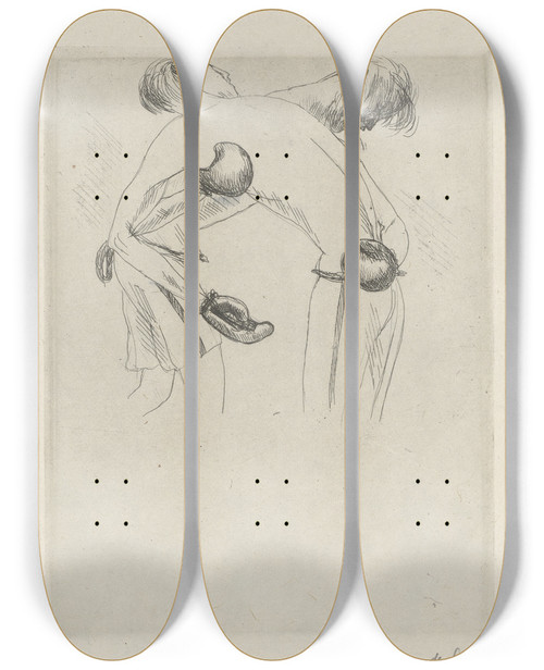 Triptych art skateboard deck of Andr Dunoyer De Segonzac Tableau De La Boxe Illustr De 29 Gravures Leauforte Pl 43 by Andre Dunoyer De Segonzac (1884-1974)