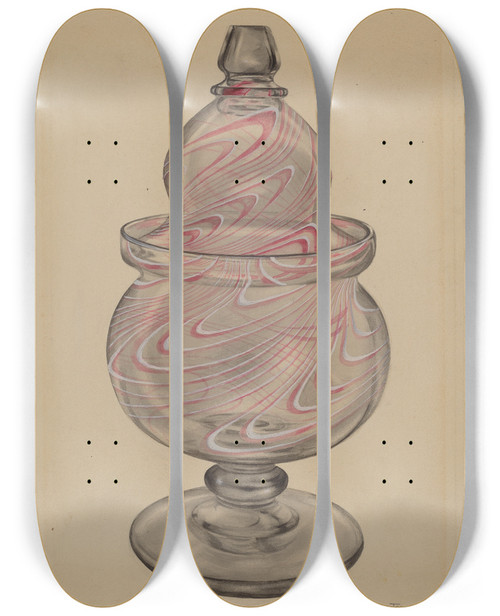 Triptych art skateboard deck of John Tarantino Sugar Bowl With Cover by John Tarantino (1935)