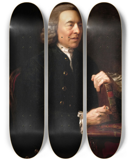 Triptych art skateboard deck of Johan Joseph Zoffany Portrait Of Benjamin Stillingfleet by Johan Joseph Zoffany (1733-1810)