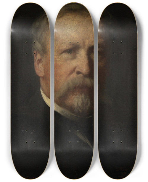 Triptych art skateboard deck of Eastman Johnson Selfportrait_3 by Eastman Johnson (1824-1906)