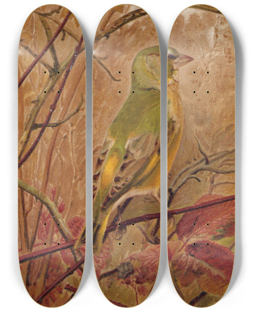 Triptych art skateboard deck of Lopaul Robert Verdier by Leo Paul Robert (1851-1923)