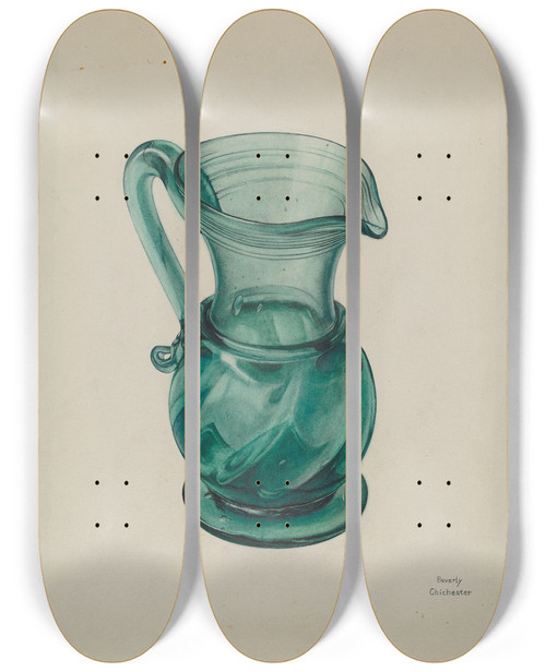 Triptych art skateboard deck of Beverly Chichester Pitcher_4 by Beverly Chichester (20-) Triptych art skateboard deck of Beverly Chichester Pitcher_4 by Beverly Chichester (20-)