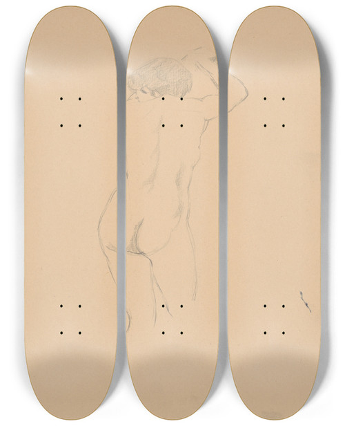 Triptych art skateboard deck of Tefan Polkorb Sketchbook With Nudes_23 by Stefan Polkorab