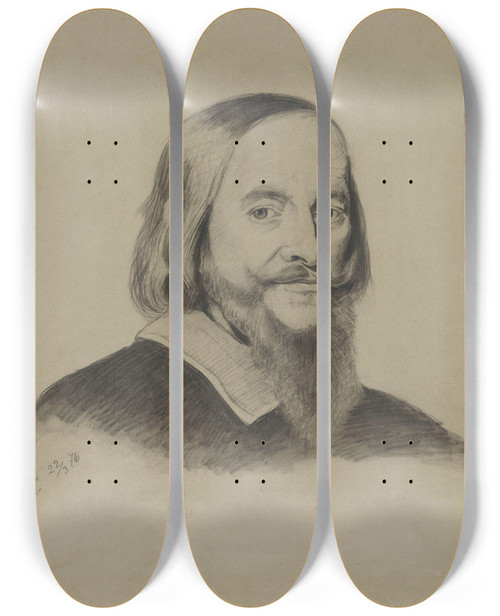 Triptych art skateboard deck of Adolph Tidemand Mannsportrett_6 by Adolph Tidemand (1814-1876)