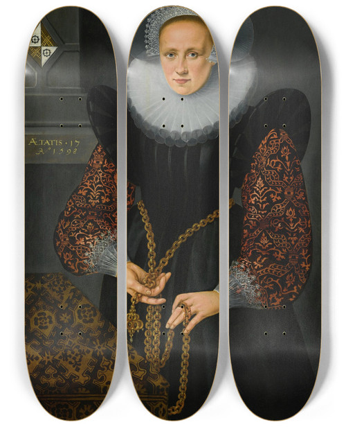 Triptych art skateboard deck of Dutch School Portrait Of Aefge Gijbland 15811625 by Dutch School