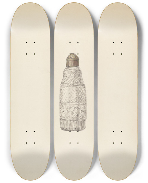 Triptych art skateboard deck of Elisabeth Fulda Salt Shaker by Elisabeth Fulda