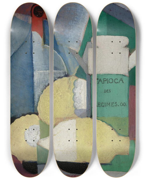 Triptych art skateboard deck of Ngel Zrraga Still Life With Lemons And Tapioca by ngel Zrraga (1886-1946)