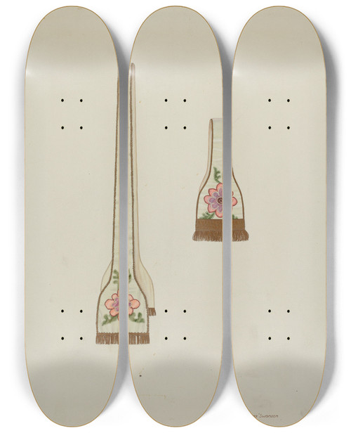 Triptych art skateboard deck of Syrena Swanson Mission Stole And Maniple by Syrena Swanson