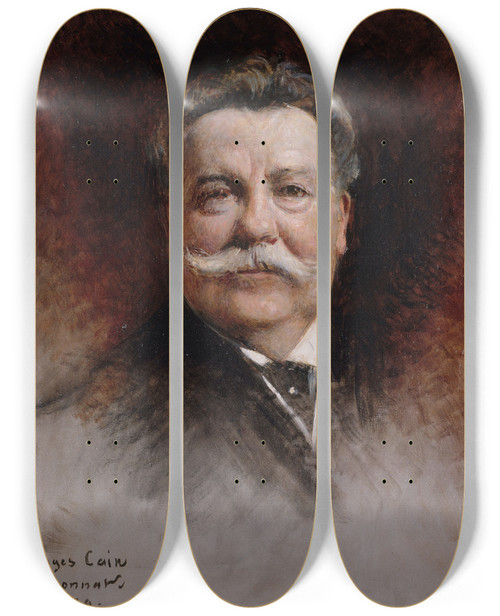 Triptych art skateboard deck of Lon Bonnat Portrait De Georges Cain 18531919 Peintre Et Littrateur by Leon Bonnat (1833-1922)