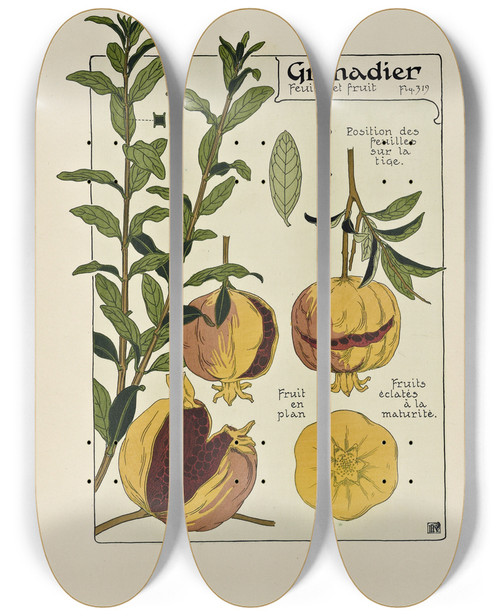 Triptych art skateboard deck of Maurice Pillard Verneuil Grenadier by Maurice Pillard Verneuil (1869-1942)