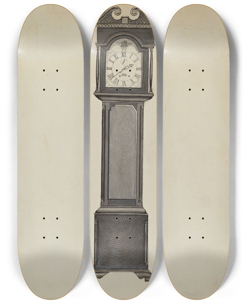 Triptych art skateboard deck of Ernest A Towers Jr Grandfathers Clock_3 by Ernest A Towers Jr (20-)