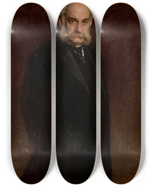 Triptych art skateboard deck of Kazimierz Pochwalski Portrait Of Filip Zaleski by Kazimierz Pochwalski (1855-1940)