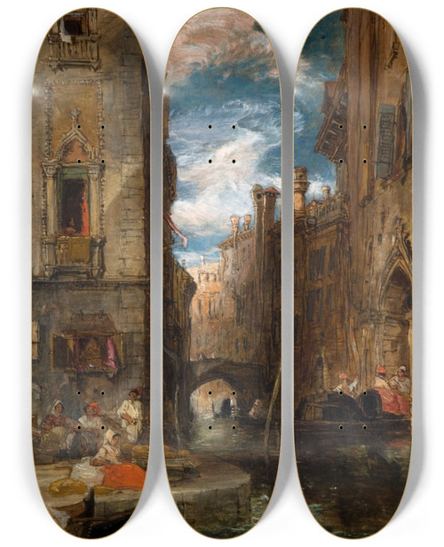 Triptych art skateboard deck of James Holland A Recollection Of Venice by James Holland (1800-1870)