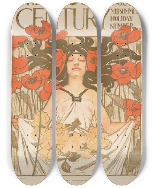 Triptych art skateboard deck of Jc Leyendecker The Century August Midsummer Holiday Number by J.C. Leyendecker (1874-1951)