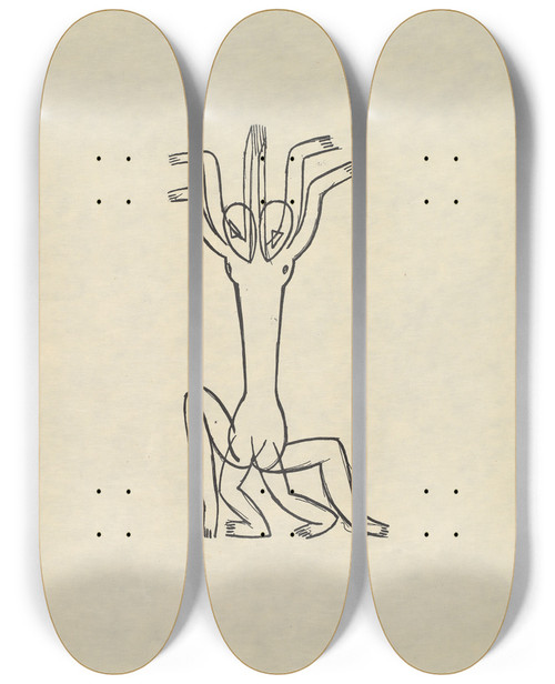 Triptych art skateboard deck of Henri Gaudierbrzeska H Gaudierbrzeska 18911915 Pl14 by Henri Gaudier-Brzeska (1891-1915)