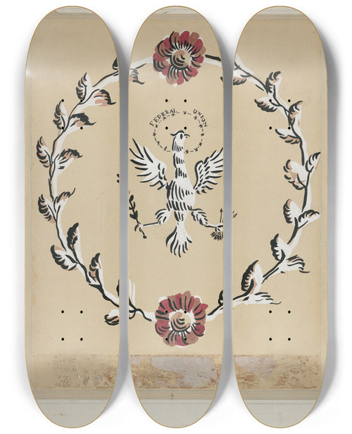 Triptych art skateboard deck of Michael Lauretano Free Hand Decorated Wall_2 by Michael Lauretano