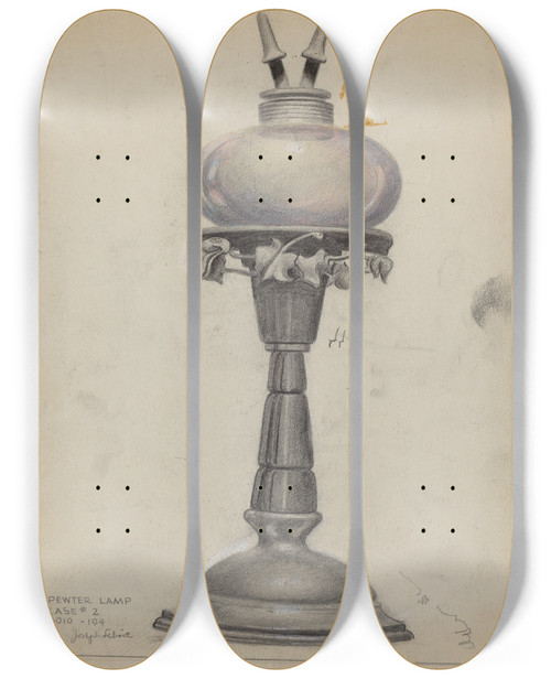 Triptych art skateboard deck of Joseph Leboit Lamp_3 by Joseph Leboit (1907-2002)