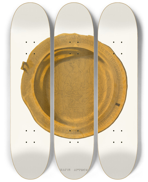 Triptych art skateboard deck of Fedor Grigoryevich Solntsev Panagiia Artosnaia V Nast Velich Izobrazhenie 3 by Fedor Grigoryevich Solntsev (1801-1892)