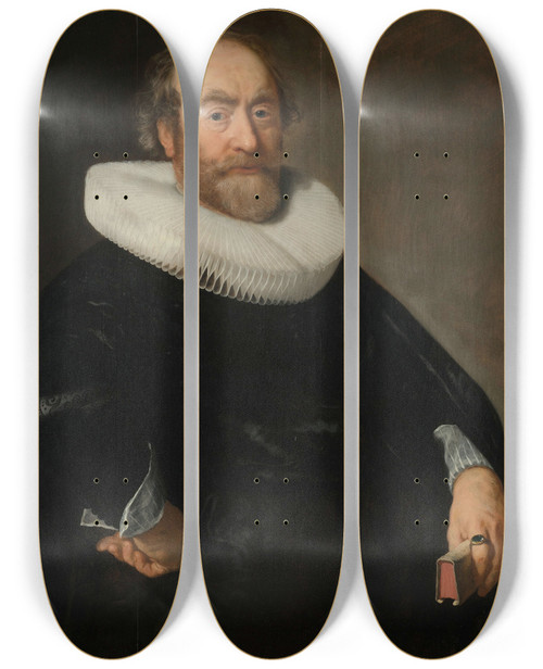 Triptych art skateboard deck of Bartholomeus Van Der Helst Portrait Of Andries Bicker by Bartholomeus van der Helst (1613-1670)