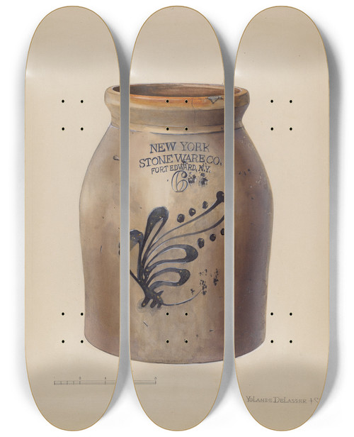 Triptych art skateboard deck of Yolande Delasser Jar_25 by Yolande Delasser (1935)