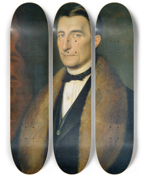 Triptych art skateboard deck of Karl Von Blaas Heinrich Clemens Freiherr Purtscher Von Eschenburg by Karl Von Blaas (1815-1894)