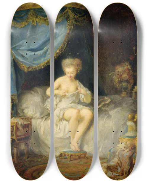 Triptych art skateboard deck of Jeanfrdric Schall Evening Toilet by Jean-Frdric Schall (1752-1825)