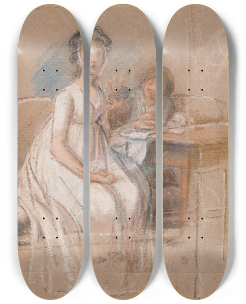 Triptych art skateboard deck of Johan Frederik Clemens Udkast Til En Portrtgruppe Regine Sophie Tutein F Wraatz Med Snnen Peter by Johan Frederik Clemens (1749-1831)