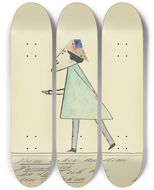 Triptych art skateboard deck of John Elsas Vorm Erker An Dem Warenhaus by John Elsas (1851-1935)