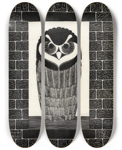 Triptych art skateboard deck of Samuel Jessurun De Mesquita Ringuil by Samuel Jessurun De Mesquita (1868-1944)