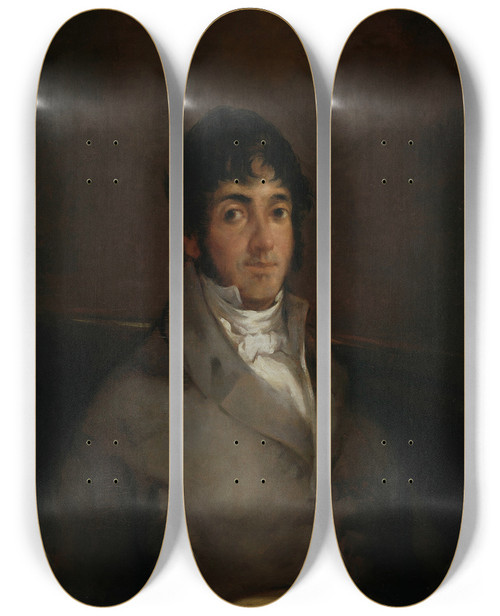 Triptych art skateboard deck of Francisco De Goya Portrait Of Isidoro Maiquez by Francisco de Goya (1746-1828)