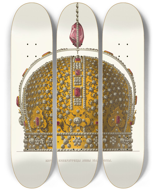 Triptych art skateboard deck of Fedor Grigoryevich Solntsev Korona Imperatritsy Anny Ioannovny Izobrazhenie 2 by Fedor Grigoryevich Solntsev (1801-1892)