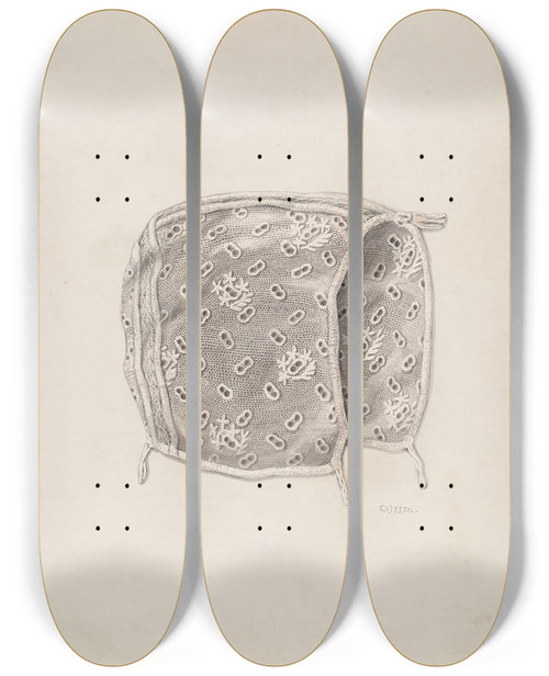 Triptych art skateboard deck of Raymond Guterl Childs Cap by Raymond Guterl