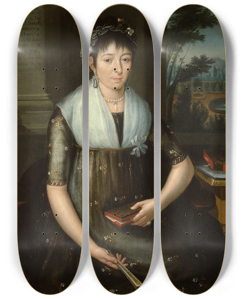 Triptych art skateboard deck of Jos Mara Vzquez Portrait Of Doa Mara Luisa Gonzaga Foncerrada Y Labarrieta by Jose Maria Vazquez (1765-1826)