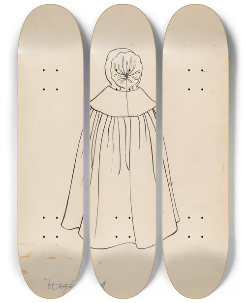 Triptych art skateboard deck of Eleanor Gausser Cape by Eleanor Gausser