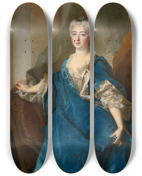Triptych art skateboard deck of Nicolas De Largillire Portrait Of The Baronnede Besenval by Nicolas de Largillire (1656-1746)