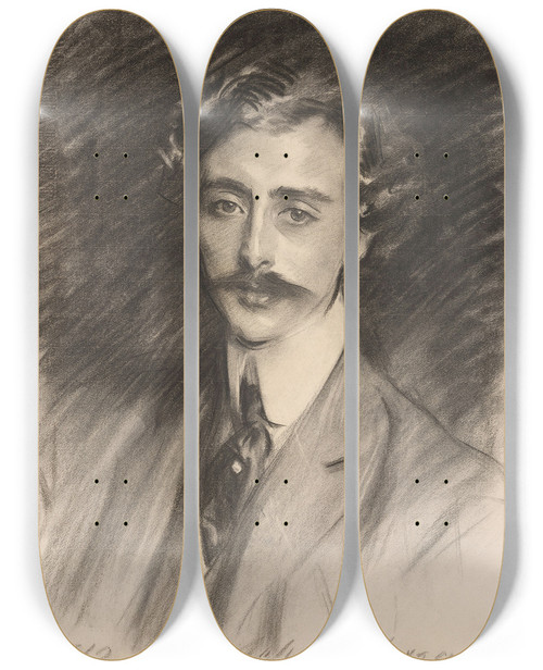 Triptych art skateboard deck of John Singer Sargent Portrait Dernest Schelling 18761939 by John Singer Sargent (1856-1925)