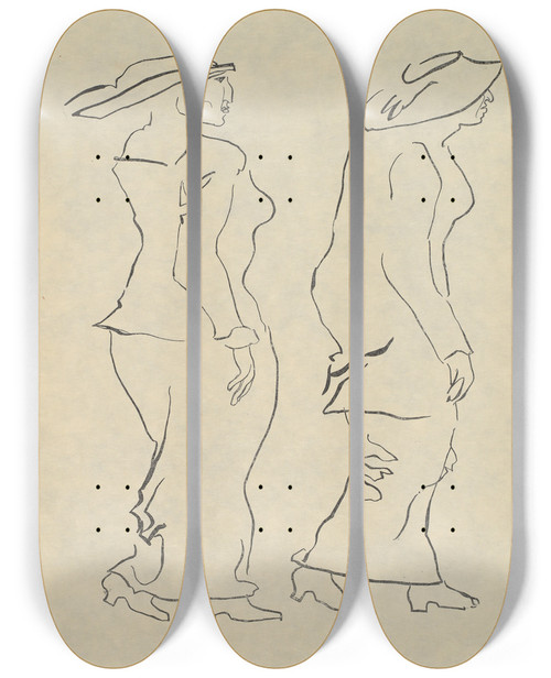 Triptych art skateboard deck of Henri Gaudierbrzeska H Gaudierbrzeska 18911915 Pl05 by Henri Gaudier-Brzeska (1891-1915)