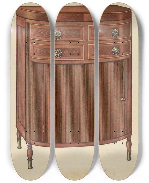 Triptych art skateboard deck of American 20Th Century Washstand by American 20Th Century