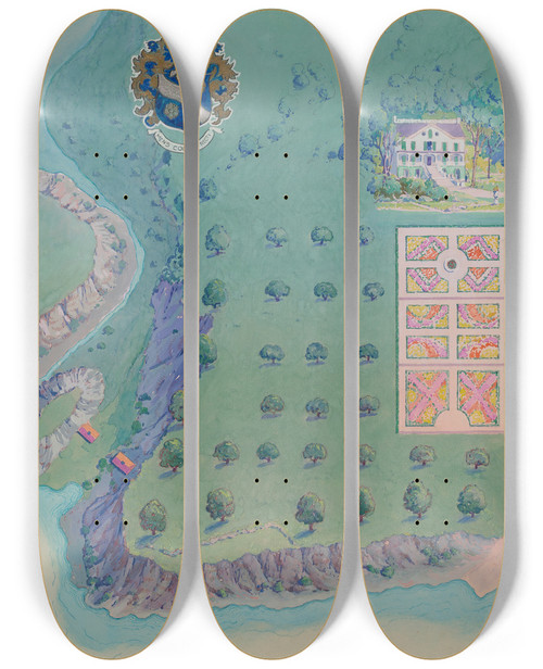 Triptych art skateboard deck of Gilbert Sackerman I Beekman Estate by Gilbert Sackerman (20-)