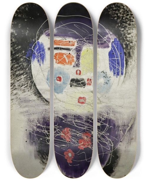 Triptych art skateboard deck of Lszl Moholynagy Space Construction by Laszlo Moholy Nagy (1895-1946)