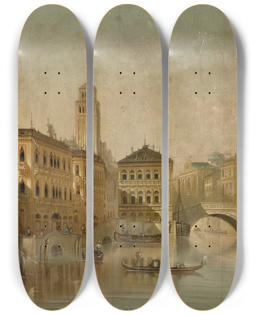Triptych art skateboard deck of August Von Siegen Venedig_1 by August Von Siegen (1850-1910)