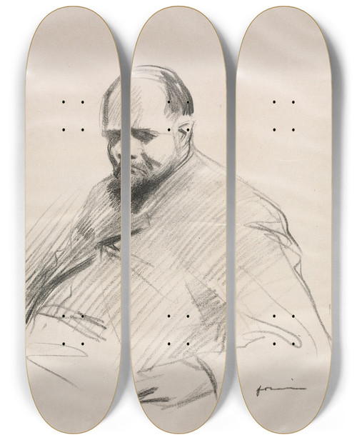 Triptych art skateboard deck of Jeanlouis Forain Ambroise Vollard by Jean Louis Forain (1852-1931)