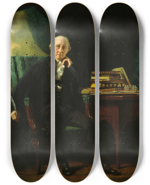 Triptych art skateboard deck of Sir Henry Raeburn Adam Rolland Of Gask Ii by Sir Henry Raeburn (1756-1823)
